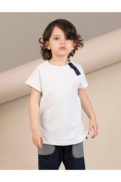 Ollie&Olla Pat Detailed Boy's White T-Shirt