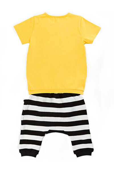 Denokids Sárga csíkos mintás nyári póló és Capri rövidnadrág szett lányoknak