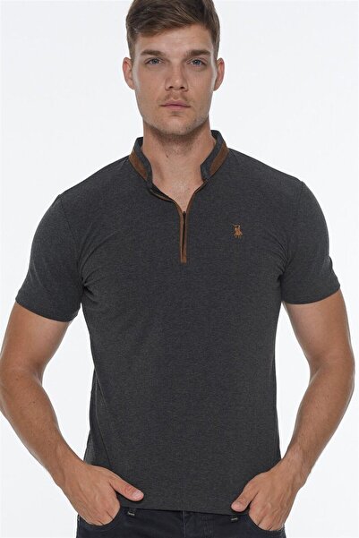 Dewberry Erkek Fermuarlı T-Shirt Pamuklu Basic Rahat Günlük Spor Minimal Model
