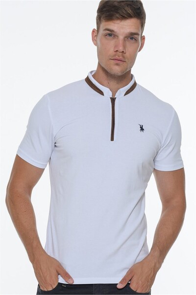 Dewberry Tricou bărbătesc cu fermoar, din bumbac, model de bază, confortabil,...