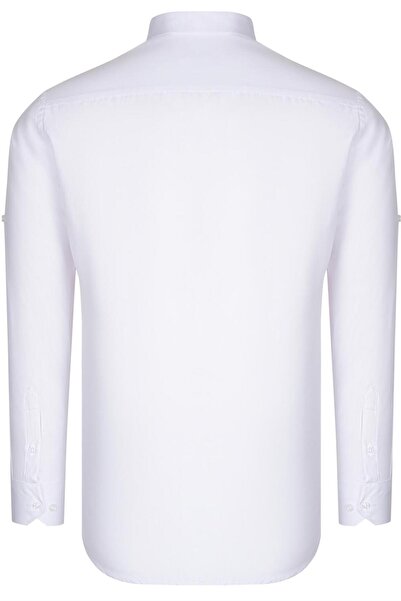 Dewberry Double Set G674 Men's Shirt-White-Dark Blue