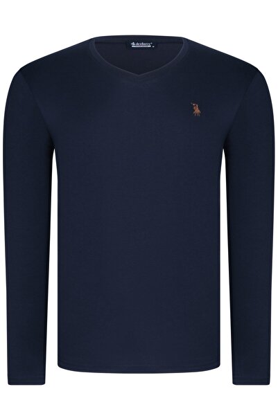 Dewberry Tricou pentru bărbați cu decolteu în V și mânecă lungă, din bumbac, ...