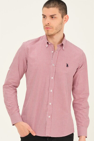 Dewberry Men's Geometric Patterned Classic Collar Casual Stylish Long Sleeve ...