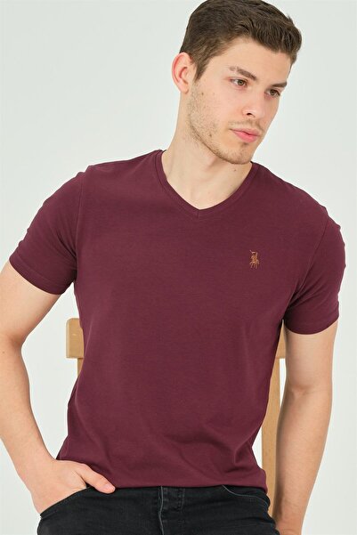 Dewberry T8568 V Neck Men's T-Shirt-Purple