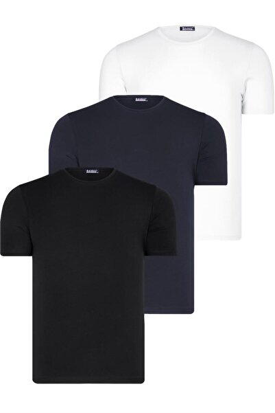 Dewberry T8569 Σετ ανδρικών μπλουζών Deberry Crew Neck - Μαύρο, Λευκό, Ναυτικ...
