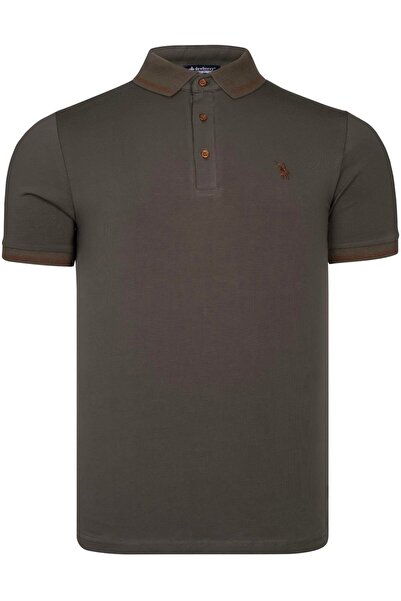 Dewberry T8586 DEWBERRY ERKEK POLO YAKA T-SHIRT-DÜZ HAKİ
