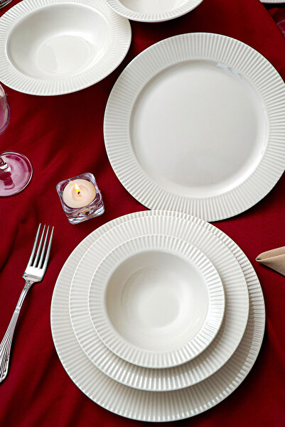 Heda Porselen Elif 18 Parça 6 Kişilik Porselen Yemek Takımı