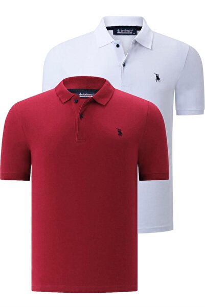 Dewberry İKİLİ SET T8561 DEWBERRY ERKEK TSHIRT-BEYAZ-BORDO