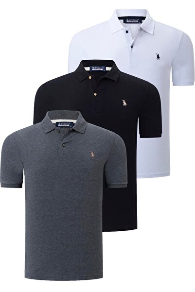 Dewberry ΣΕΤ ΤΡΙΩΝ ΤΕΜΑΧΙΩΝ T8561 ΑΝΔΡΙΚΟ T-SHIRT-ΜΑΥΡΟ-ΛΕΥΚΟ-ΑΝΘΡΑΚΙΤΙΚΟ