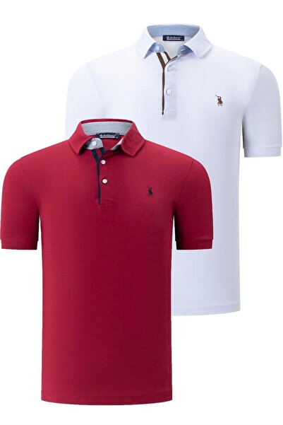 Dewberry ΣΕΤ ΔΥΟ ΤΕΜΑΧΙΩΝ T8582 ΑΝΔΡΙΚΟ T-SHIRT-ΛΕΥΚΟ-ΒΟΡΝΤΟ