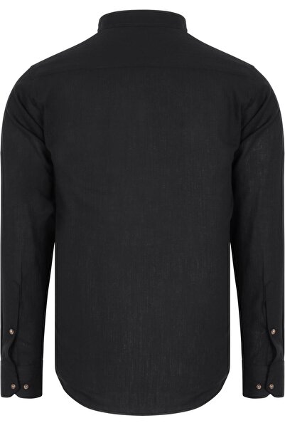 Dewberry G783 DEWBERRY DOMINANT COLLAR MEN'S SHIRT-PLAIN BLACK