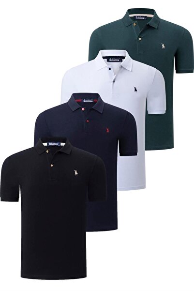 Dewberry DÖRTLÜ SET T8561 ERKEK T-SHIRT-SİYAH-BEYAZ-LACİVERT-HAKİ