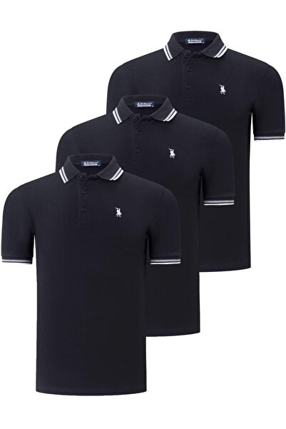 Dewberry ΣΕΤ ΤΡΙΠΛΟ T8594 ΑΝΔΡΙΚΟ T-SHIRT-ΜΑΥΡΟ-ΜΑΥΡΟ-ΜΑΥΡΟ