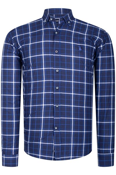 Dewberry G740 Men's Shirt-Sax-Dark Blue