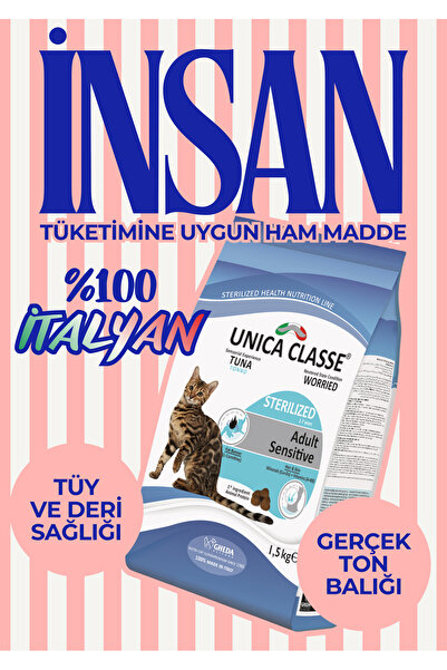 Unıca Classe Adult Sterilized Sensitive Ton Balıklı Hassas Kısırlaştırılmış Kedi Maması 1.5kg