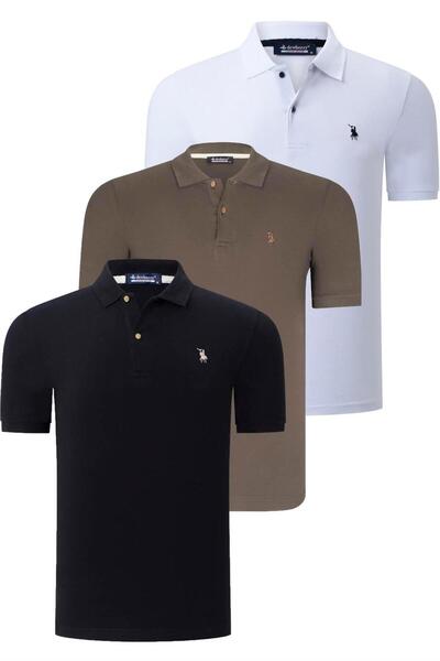 Dewberry ΣΕΤ ΤΡΙΩΝ ΤΕΜΑΧΙΩΝ T8561 ΑΝΔΡΙΚΟ T-SHIRT-ΜΑΥΡΟ-ΛΕΥΚΟ-ΠΡΑΣΙΝΟ