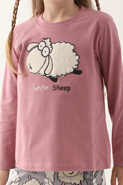 Arnetta White Sheep Pink Girl's Long Sleeve Pajama Set