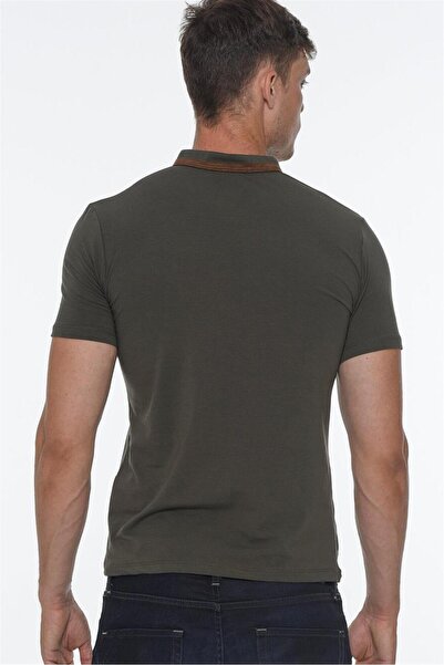Dewberry T8571 DEWBERRY ZIPPERED MEN'S T-SHIRT-LIGHT KHAKI