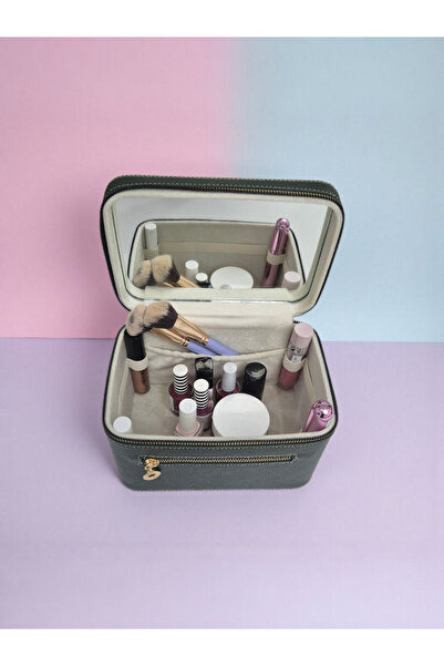 Moda fiesta حقيبة مكياج من الجلد مع مرآة لتنظيم مستحضرات التجميل للسفر والاستخدام اليومي