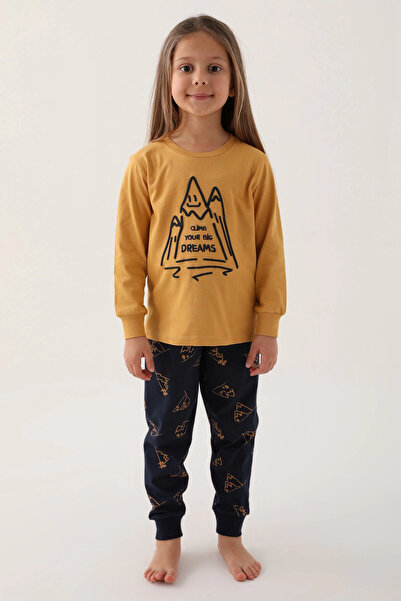 Rolypoly Climb Your Big Dreams Brown Girl's Long Sleeve Pajamas Set