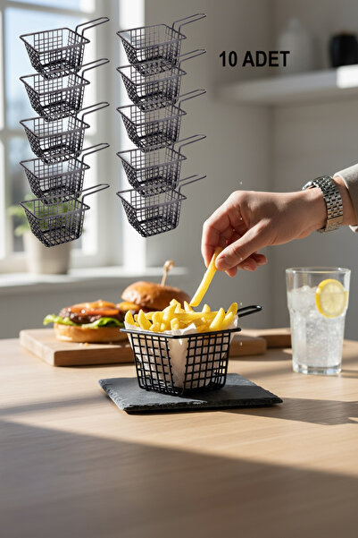 EVSTYLE SAPLI SUNUM SEPETİ 10.5 X 8.5 CM YÜKSEKLİK 5,5 CM-10 LU