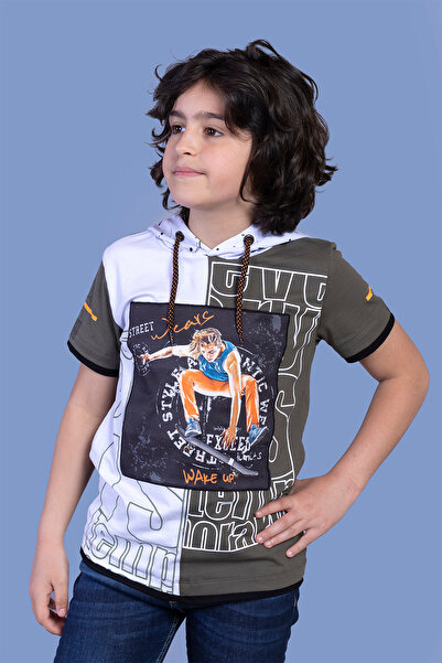 Toontoy Μπλουζάκι με λεπτομέρεια Garni για αγόρια με κουκούλα με τύπωμα