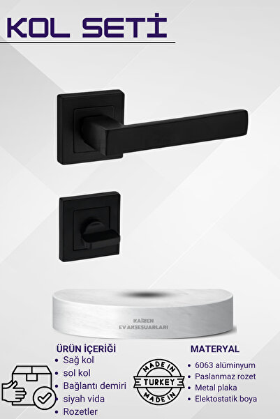 KAİZEN Kapı Kolu Lüks Lama Siyah Kare Rozetli Wc