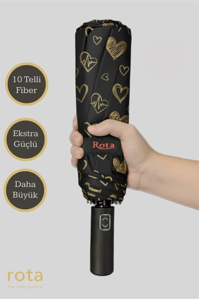 Rota 10 Telli Ekstra Dayanıklı Fiber Tel Otomatik Açılır/kapanır Şemsiye 3060...