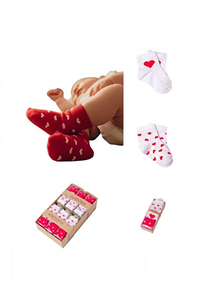 KATIA Baby Heart Patterned 12-Piece Cotton Socks Set | Soft and Comfortable Socks for 6-Month-Old Babies