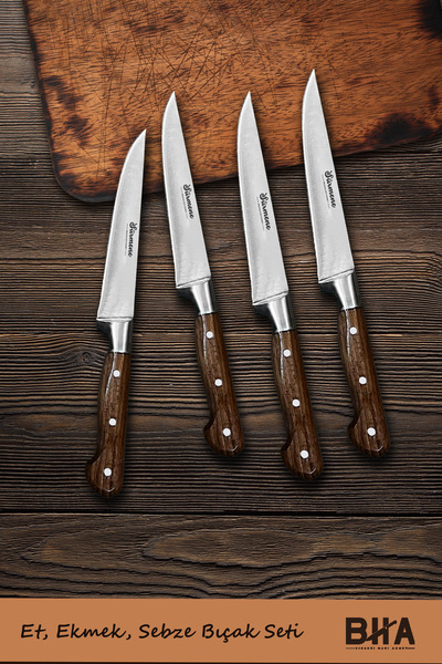 B-H-A BIÇAKÇI HACI AHMET Sürmene Et, Ekmek, Sebze, Meyve 4 Parça Mutfak Bıçak...