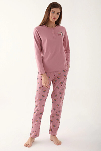 Arnetta Welcome Autumn Pembe Kadın Uzun Kol Pijama Takım