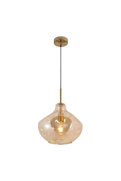 Cristalin Aydınlatma Organic Amber Cam Tekli Sarkıt Avize Bal Rengi