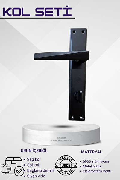 KAİZEN Kapı Kolu Piramit Siyah Aynalı Wc-Banyo Sol Yön