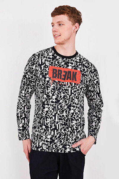 Arnetta Break Black Men's Long Sleeve Pajama Set