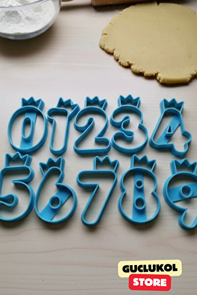 GÜÇLÜKOL Number Cookie Mold Set Crown Design Numbers from 0 to 9 10-Piece Party Set