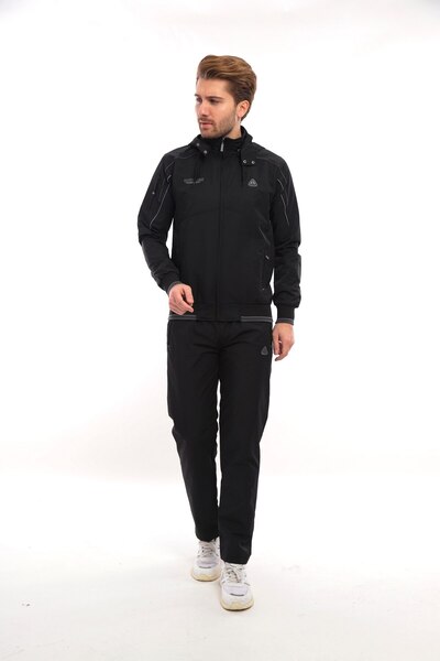 SOCCER Twill Combed Fabric Coming Out Hooded Men's Sportswear Tracksuit Set 4158