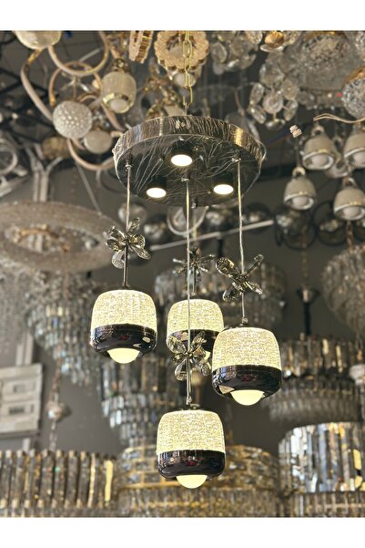 Led 4 SARKIT LÜX AVİZE 3 IŞIK SEÇENEĞİ FÜME RENK