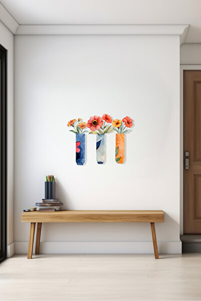 macrodec Üçlü Çiçekler Metal Tablo/Trio bloom