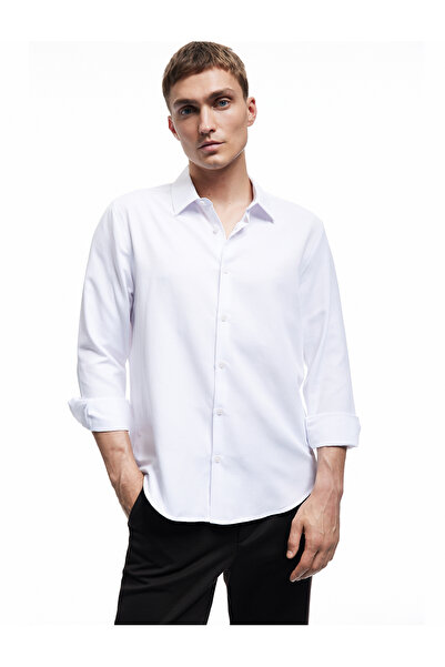 Koton Regular Fit Long Sleeve Half Italian Collar Shirt