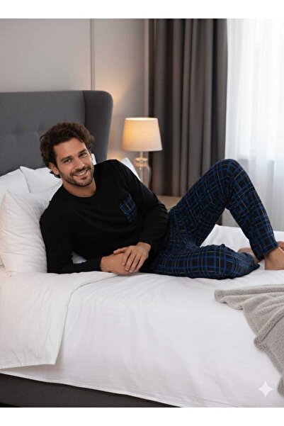 Sude HOMEWEAR Ανδρικό σετ πιτζάμες με μακρυμάνικο καρό τσέπη