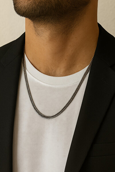 Siset Gümüş 925 Ayar 3 Mm Tilki Kuyruğu Erkek Gümüş Kolye