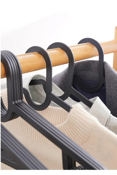 Comprox 20 τεμάχια μαύρες πλαστικές κρεμάστρες ρούχων σετ 24 τεμαχίων