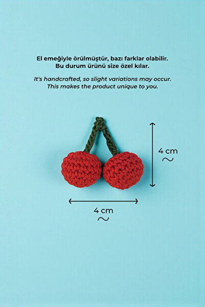 Milleniva Hand Knitted Cherry Bag Ornament - Keychain Accessory