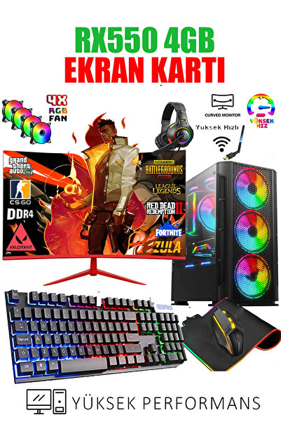 Dmc N181x Windows 11 Ryzen 5 5500,16GB,500GB HDD,256GB SSD,4GB RX550,24"oyuncu Masaüstü Bilgisayar