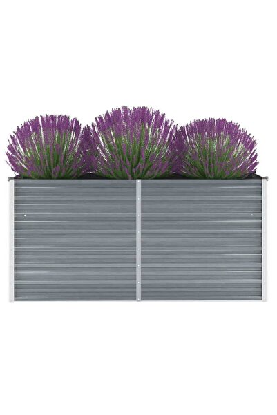 vidaxl سرير حديقة مرتفع من الفولاذ المجلفن 160 × 40 × 77 سم، رمادي