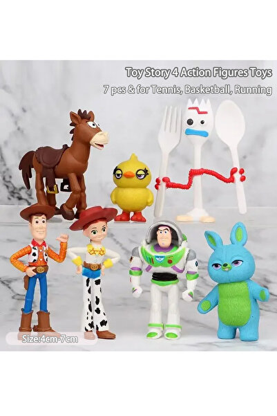 Miniso 7 قطع من ألعاب شخصيات الحركة الرائعة من Toy Story 4، وودي وجيسي وباز لايتيير وفوركي وبيج ودب