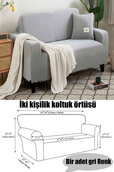 intil Armchair Cover Sofa Cover Two-Seater Sofa Cover 1 Piece Gray Color Sofa Cover