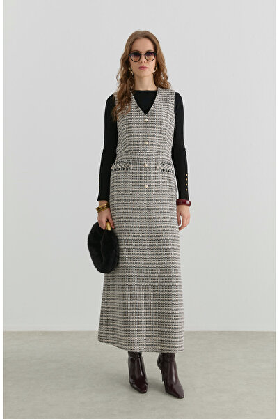 Fatma Atasoy İnci Düğmeli Siyah Tüvit Jile