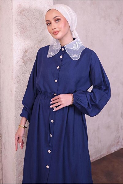 TRENDTESETTÜR Women's Dark Blue Lace Collar Pants Suit t 9994