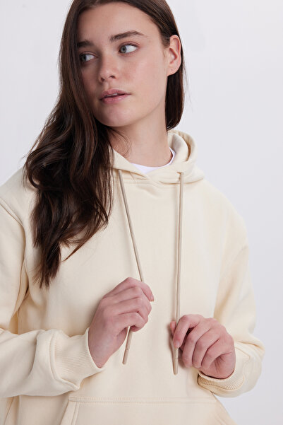 Tudors Γυναικείο φούτερ από βαμβάκι με άνετη εφαρμογή και με κουκούλα τσέπες καγκουρό